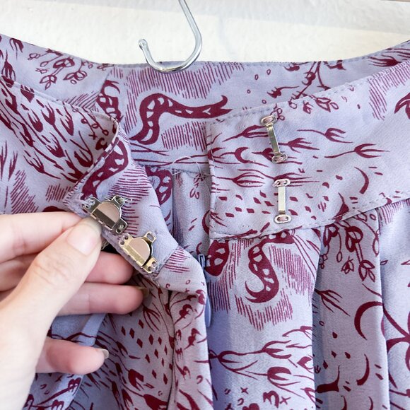 ANNA SUI 100% Silk Vintage inspired Pleated Midi Skirt - Picture 9 of 11